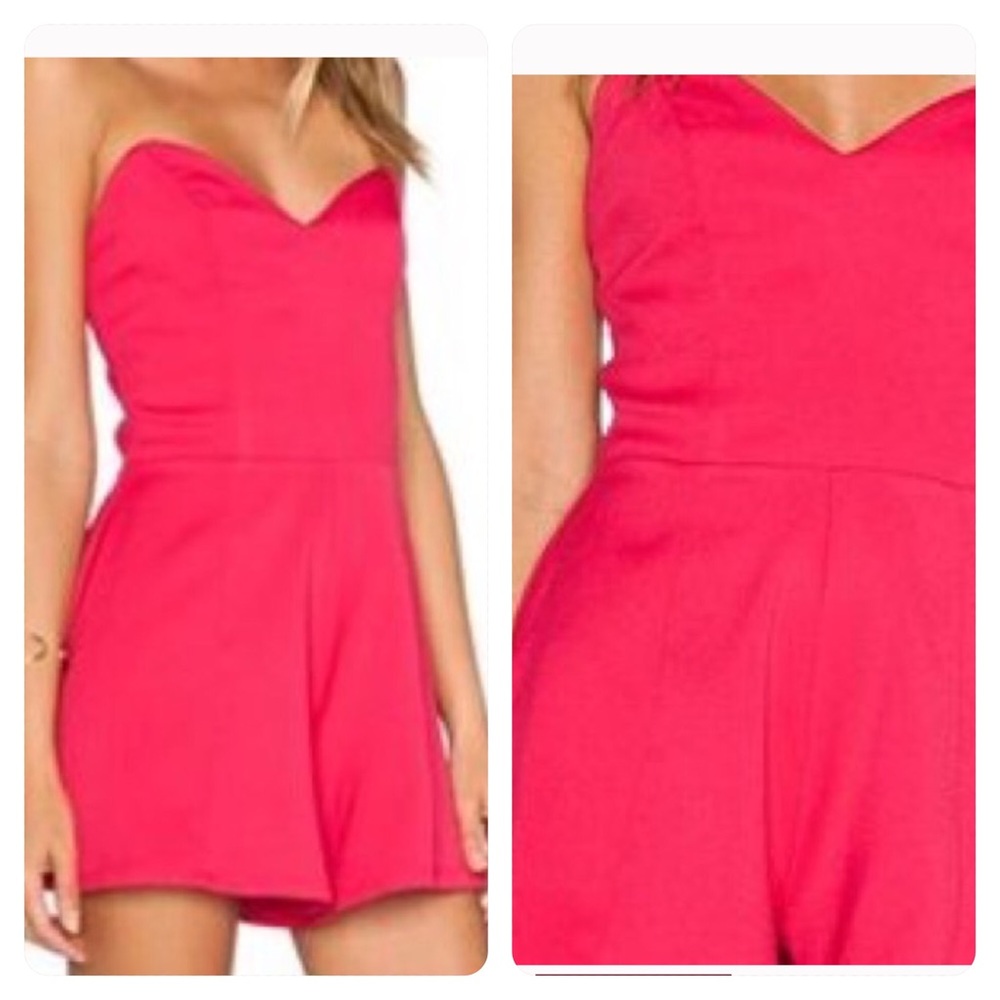 NWT! NBD Talk To Me Strapless Romper Pink